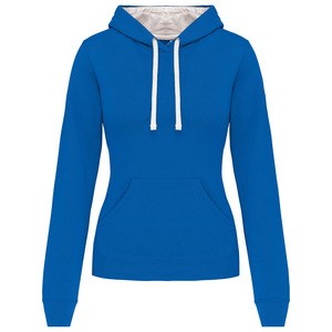 Kariban K465 - Ladies’ contrast hooded sweatshirt Jasnoniebieski/biały