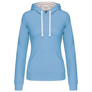 Kariban K465 - Ladies’ contrast hooded sweatshirt Błękitno/biały