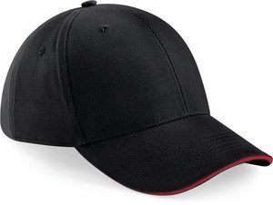 Beechfield B20 - Męska czapka z 6 panelami Czarny/klasyczna czerwień