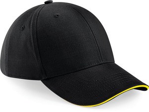 Beechfield B20 - Męska czapka z 6 panelami Czarno/ żółty