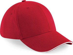 Beechfield B20 - Męska czapka z 6 panelami Klasyczna czerwień/biel