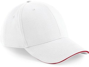 Beechfield B20 - Męska czapka z 6 panelami Biały/Klasyczna czerwień