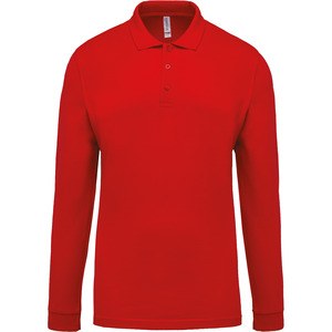 Kariban K256 - Męska koszulka polo z długim rękawem Czerwony
