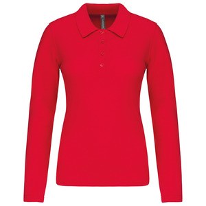 Kariban K257 - Damska koszulka polo z długim rękawem z Piki Czerwony