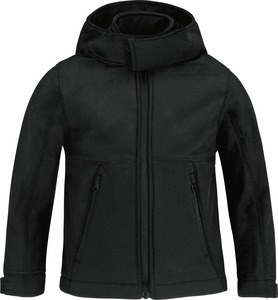 B&C CGJK969 - Kids' hooded softshell jacket Czarny
