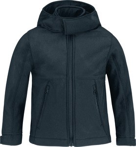 B&C CGJK969 - Kids' hooded softshell jacket Granatowy