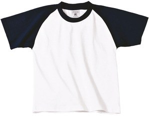 B&C CGTK350 - Kids' Base-ball T-shirt Biało/granatowy