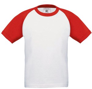 B&C CGTK350 - Kids' Base-ball T-shirt Biało/czerwony