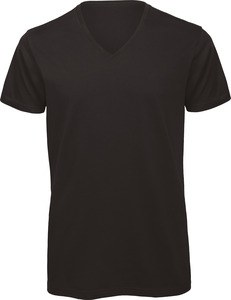B&C CGTM044 - Men's Organic Cotton Inspire V-neck T-shirt Czarny