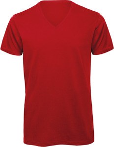 B&C CGTM044 - Men's Organic Cotton Inspire V-neck T-shirt Czerwony