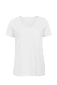 B&C CGTW045 - Ladies' Organic Cotton V-neck T-shirt Biały