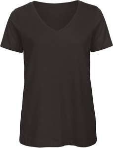 B&C CGTW045 - Ladies' Organic Cotton V-neck T-shirt Czarny