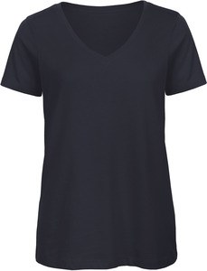 B&C CGTW045 - Ladies' Organic Cotton V-neck T-shirt Granatowy