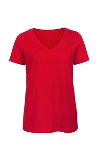 B&C CGTW045 - Ladies' Organic Cotton V-neck T-shirt Czerwony