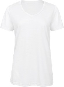 B&C CGTW058 - Ladies' TriBlend V-neck T-shirt Biały