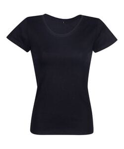 RTP Apparel 03260 - Cosmic 155 Women Damski T Shirt Z Bocznymi Szwami I Krótkimi Rękawami Głęboka czerń