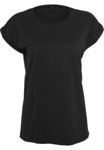 Build Your Brand BY138 - Ladies Organic Extended Shoulder Tee Czarny
