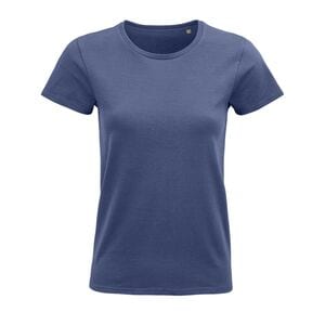 SOL'S 03579 - Pioneer Women Damski Dopasowany T Shirt Z Okrągłym Dekoltem Dżinsowy