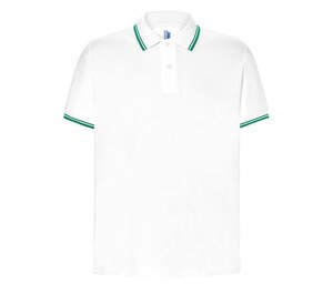 JHK JK205 - Contrast men's polo shirt Biały/ jansozielony