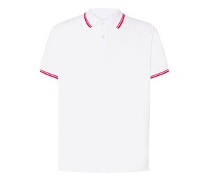 JHK JK205 - Contrast men's polo shirt Biało/czerwony