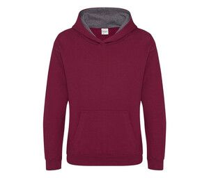 AWDIS JH03J - Sweat enfant capuche contrastée Burgundowy/ Węgiel drzewny