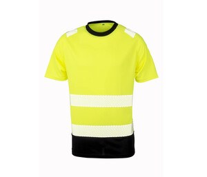 RESULT RS502X - T-shirt haute visibilité en polyester recyclé Fluorescencyjna żółć / czarny