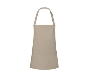 Karlowsky KYBLS6 - Basic Short Bib Apron with Buckle and Pocket Piaskowy