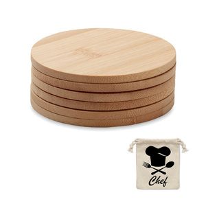 GiftRetail MO6601 - BAYIN SET Zestaw 6 bambusowych podstawek Wood