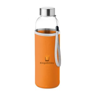 GiftRetail MO9358 - UTAH GLASS Szklana butelka w etui 500ml Pomarańczowy