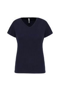 Kariban K3015 - Ladies' V-neck short-sleeved t-shirt Granatowy