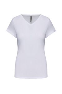 Kariban K3015 - Ladies' V-neck short-sleeved t-shirt Biały