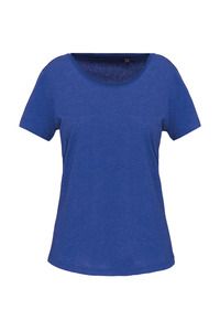 Kariban K399 - Ladies' short-sleeved organic t-shirt with raw edge neckline Niebieski ocean