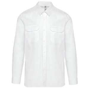 Kariban K590 - Men's long-sleeved safari shirt Biały