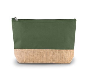 Kimood KI0276 - CANVAS & JUTE POUCH Dusty Light Green / Natural