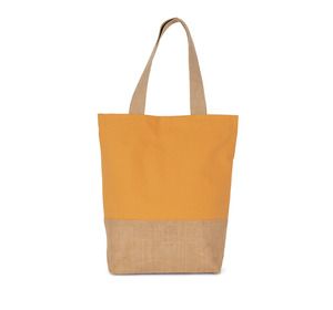 Kimood KI0298 - Shopping bag in cotton and bonded jute threads Cumin Yellow / Natural