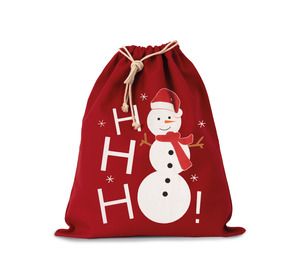 Kimood KI0745 - Cotton bag with snowman design and drawcord closure. Wiśniowo-czerwony