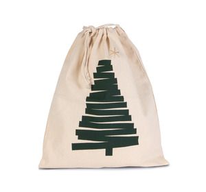 Kimood KI0746 - Cotton bag with Christmas tree design and drawcord closure. Naturalny