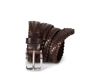 K-up KP821 - Leather plaited belt Ciemny brąz