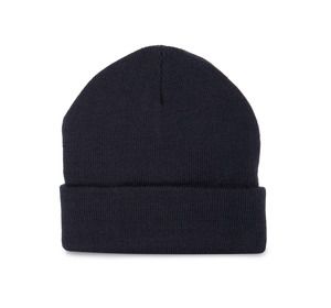 K-up KP892 - Recycled beanie with knitted turn-up Granatowy