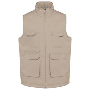 WK. Designed To Work WK607 - Unisex padded multi-pocket polycotton vest Beżowy