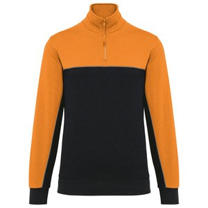 WK. Designed To Work WK404 - Unisex zipped neck eco-friendly sweatshirt Czarno/pomarańczowy