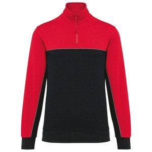 WK. Designed To Work WK404 - Unisex zipped neck eco-friendly sweatshirt Czarno/Czerwony