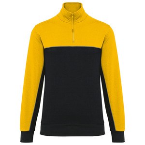 WK. Designed To Work WK404 - Unisex zipped neck eco-friendly sweatshirt Czarno/ żółty
