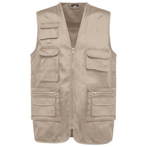 WK. Designed To Work WK609 - Unisex lined multi-pocket polycotton vest Beżowy
