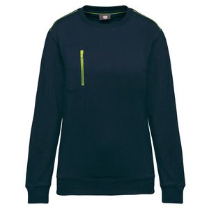 WK. Designed To Work WK403 - Unisex DayToDay contrasting zip pocket sweatshirt Granatowy/ Fluorescencyjny żółty