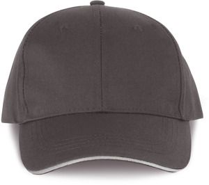 WK. Designed To Work WKP145 - 6-panelowa czapka z daszkiem typu sandwich z certyfikatem Oekotex Shale Grey / Light Grey