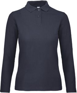 B&C CGPWI13 - ID.001 Ladies' long-sleeved polo shirt Granatowy