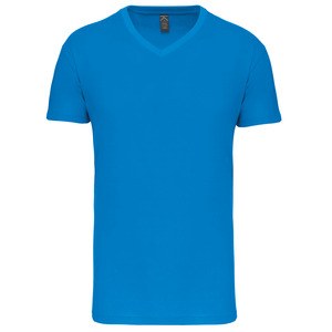 Kariban K3028IC - Men's BIO150IC V-neck t-shirt Tropikalny niebieski