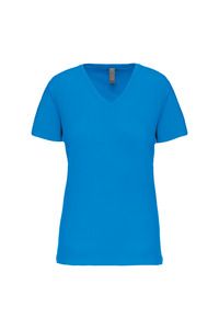 Kariban K3029IC - Ladies' BIO150IC V-neck t-shirt Tropikalny niebieski