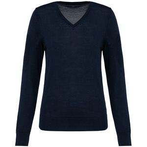 Kariban Premium PK911 - Ladies' V-neck merino jumper Głęboki granat